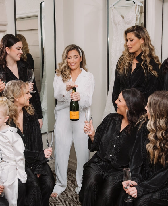 Waverles Pleated Pant Bridal Set in Black