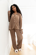 Waverles Pleated Pant Set in Mocha Mousse