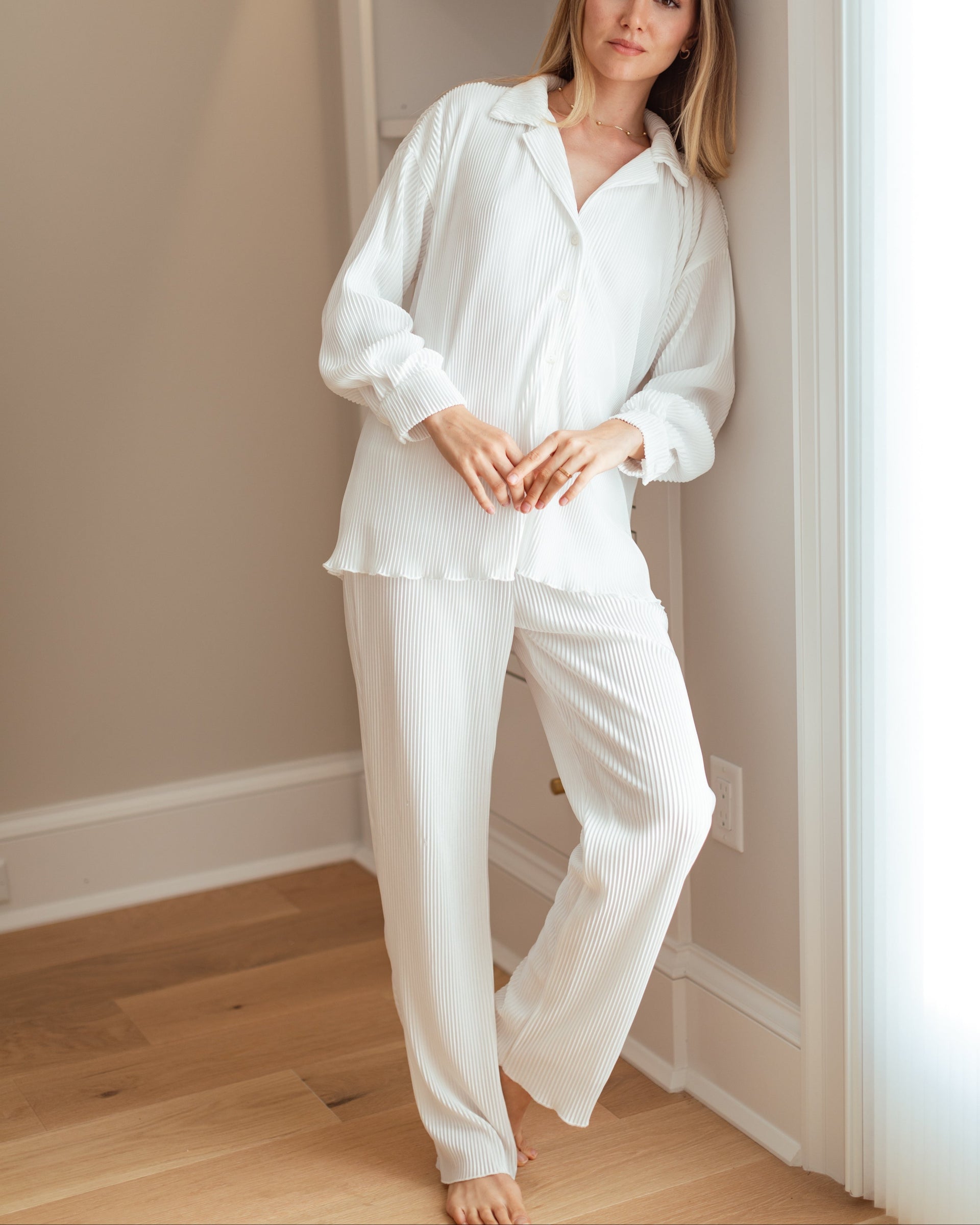 Waverles Pleated Pant Bridal Set in Dove