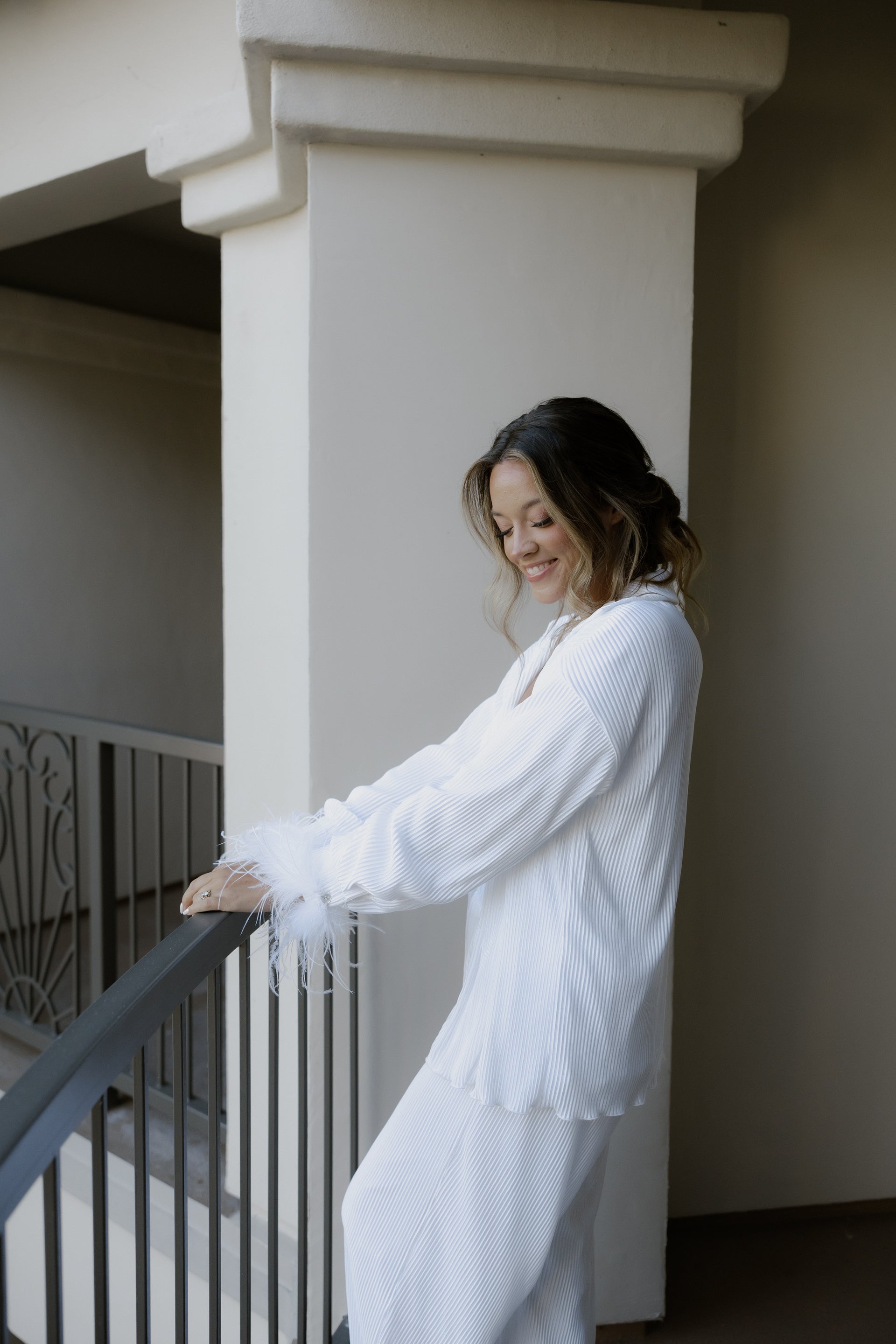 Waverles Pleated Pant Bridal Set in Dove