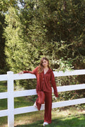 Waverles Pleated Pant Set in Copper