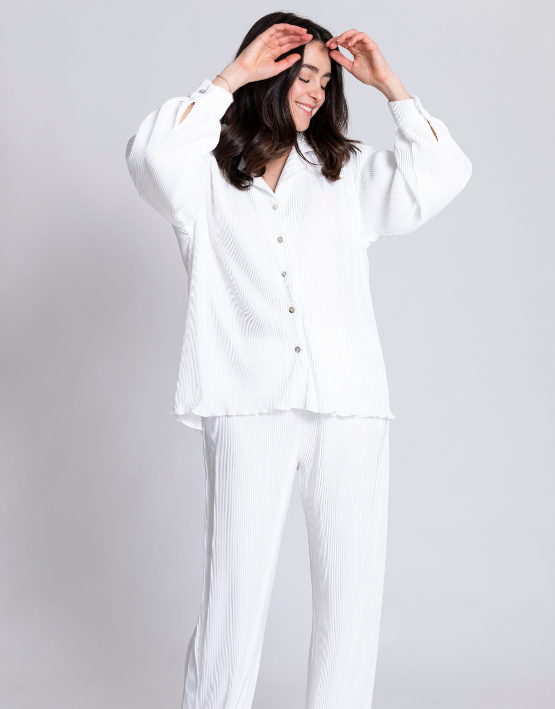 Waverles Pleated Pant Bridal Set in Dove