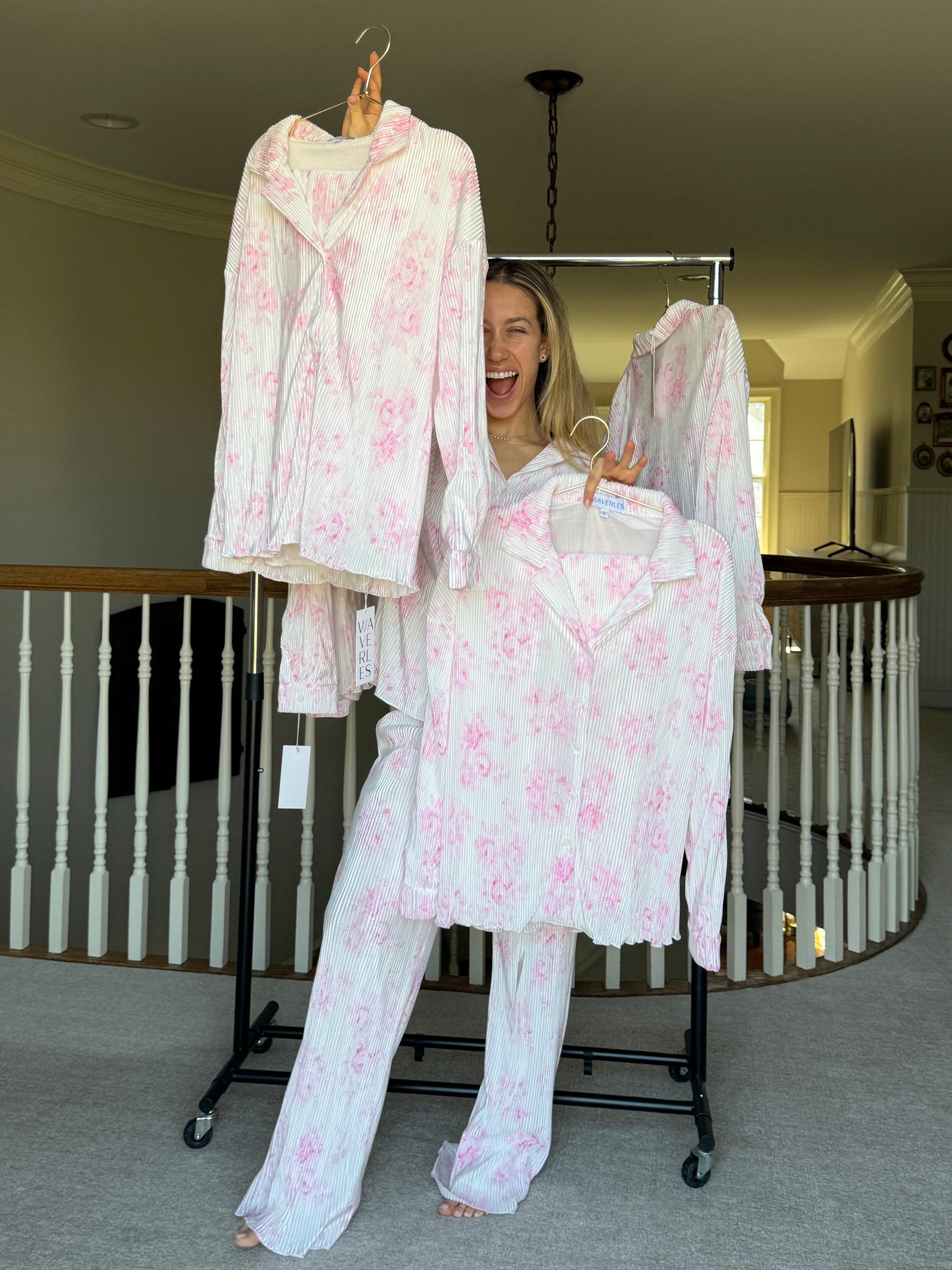 Waverles Pleated Pant Set in Pink Floral