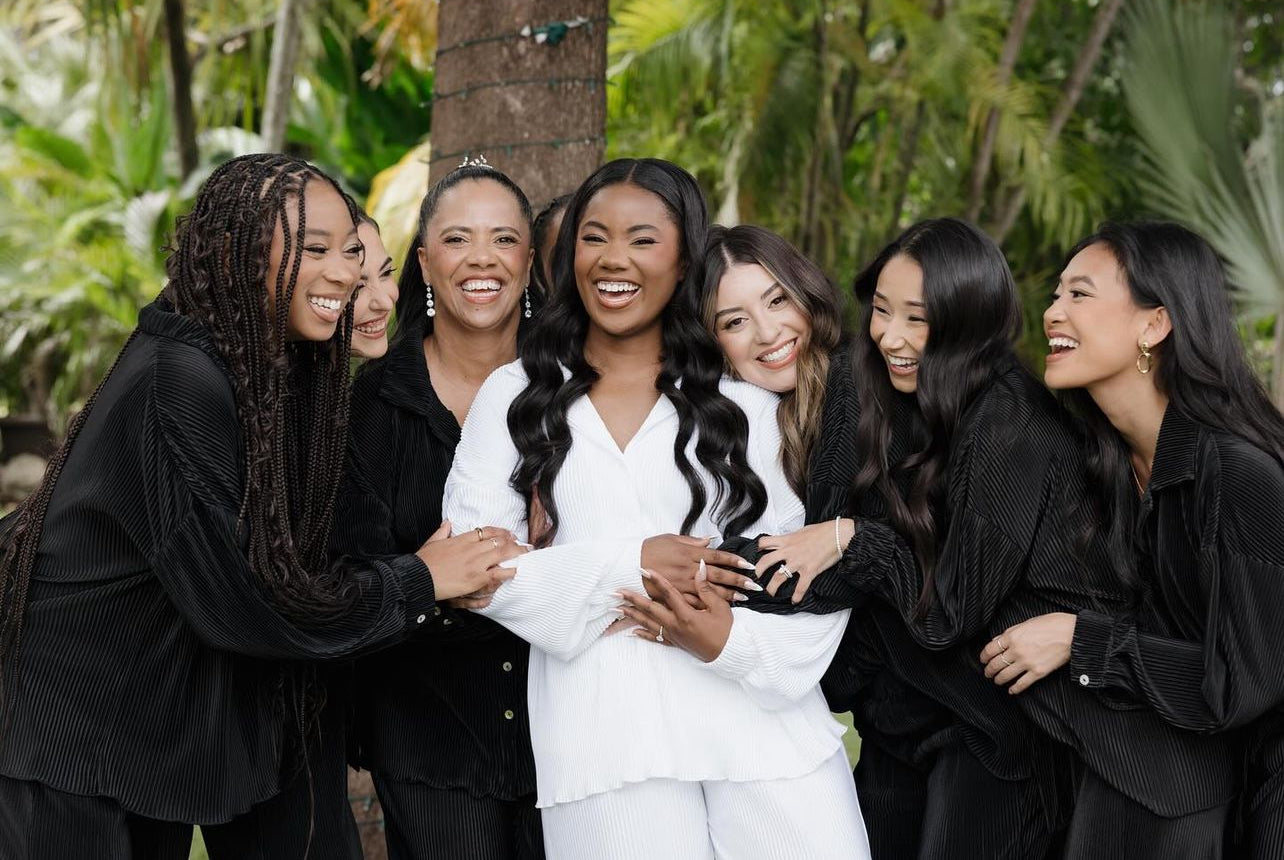 Waverles Pleated Pant Bridal Set in Black