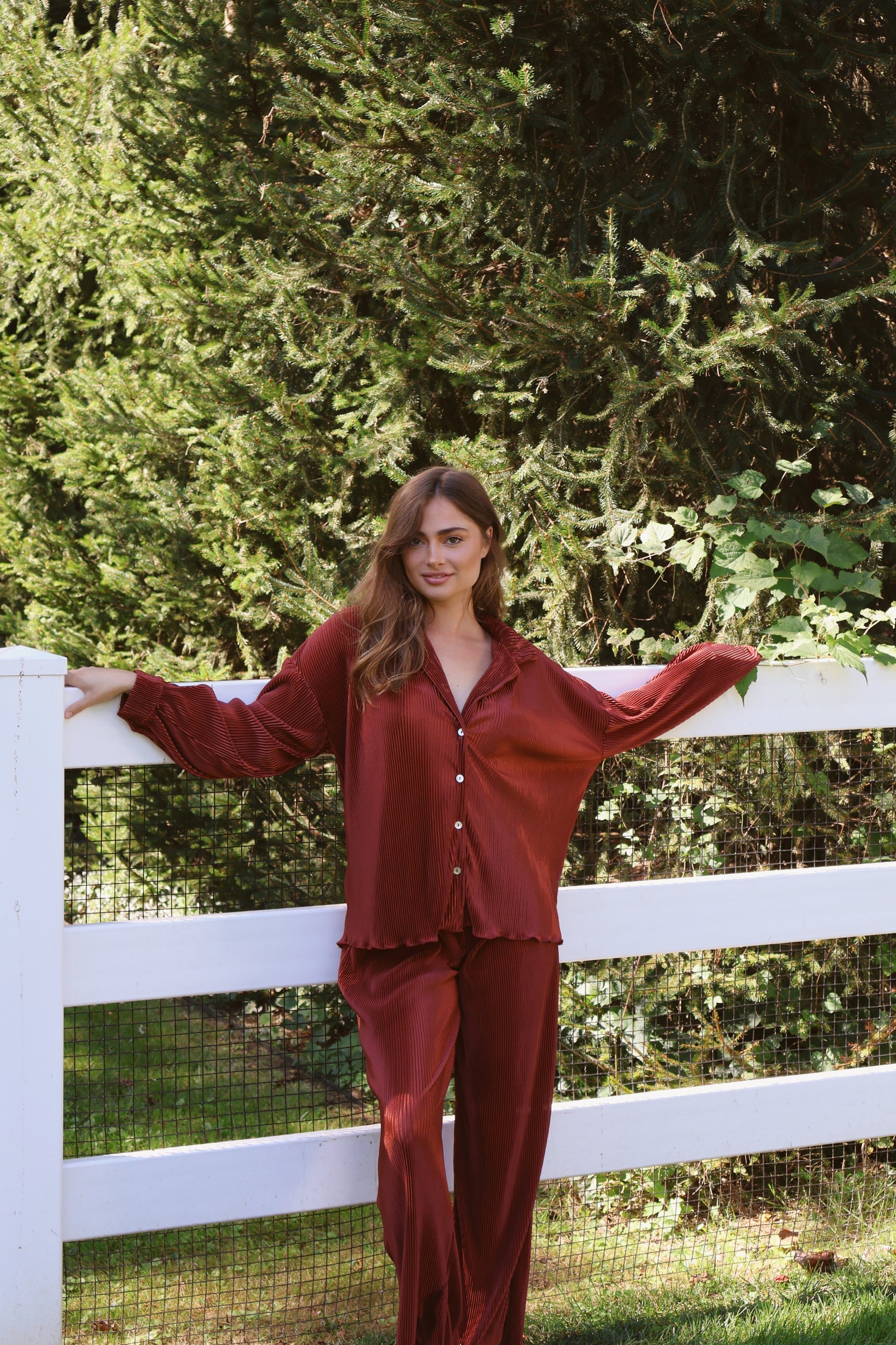 Waverles Pleated Pant Set in Copper