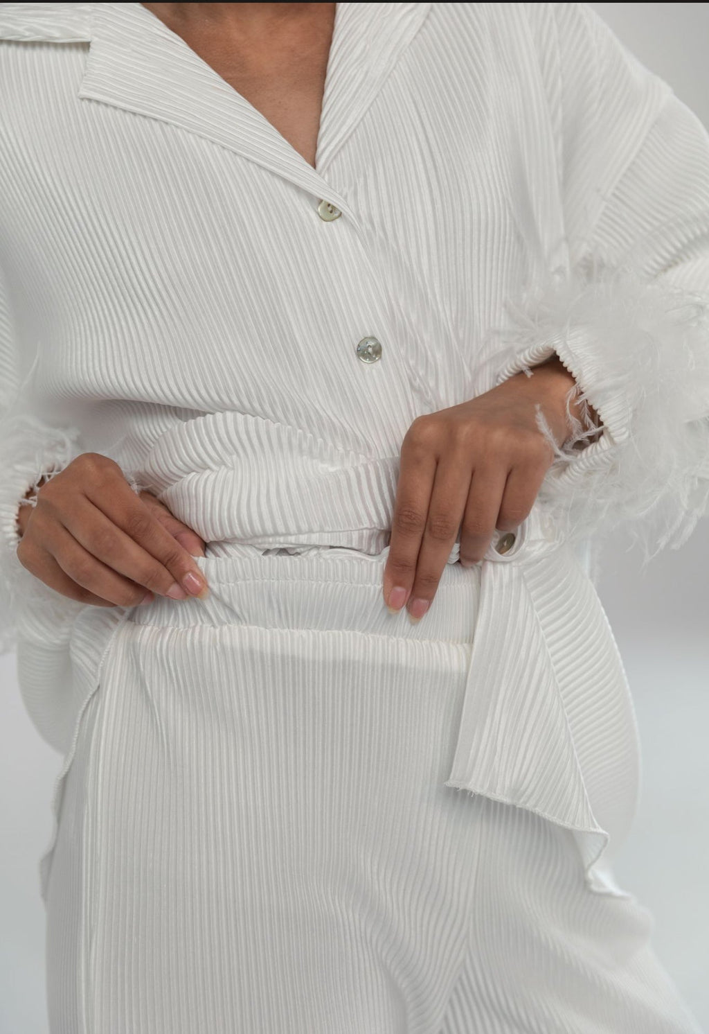 Waverles Pleated Pant Bridal Set in Dove